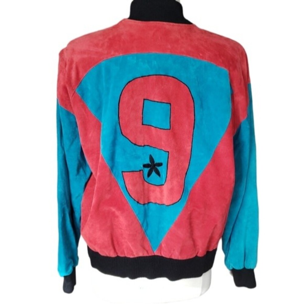 Bagatelle Suede Color Block Jacket Women's Size 10 Vintage 90s Red Turquoise